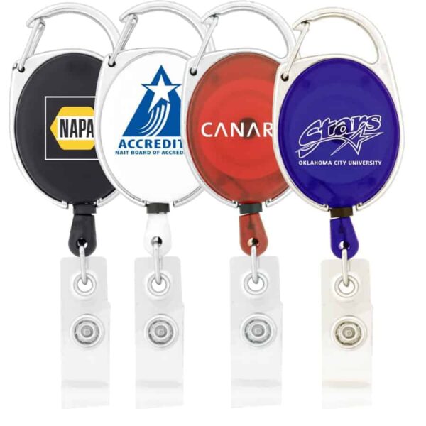 Retractable Badge Holder with Carabiner Clip. H-K306