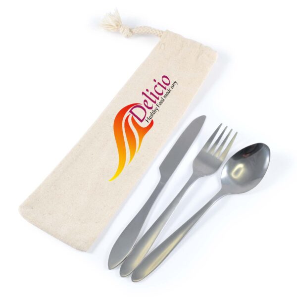 Banquet Cutlery Set in Calico Pouch. LL-LL8798