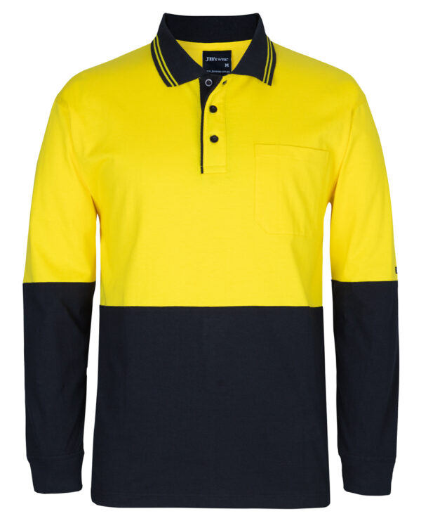 Hi Vis L/S Cotton Pique Trad Polo JB-6HVQL - Image 2