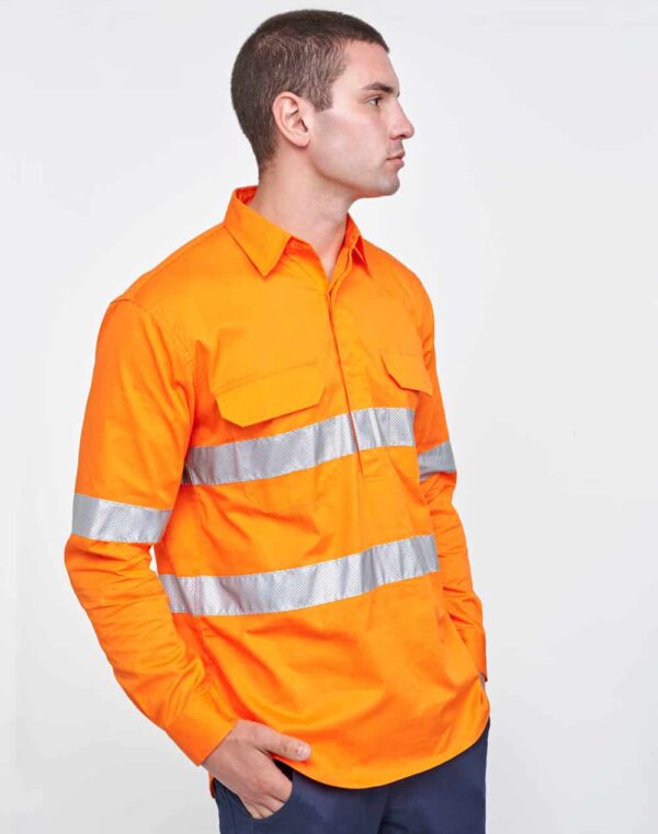 Unisex Hi-Vis Cool Breeze Closed Front LS Shirt With Perforated Tape SH-SW87 - Image 20