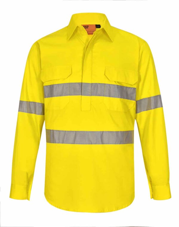 Unisex Hi-Vis Cool Breeze Closed Front LS Shirt With Perforated Tape SH-SW87 - Image 12