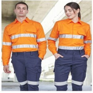 Unisex Hi-Vis Cool Breeze Closed Front LS Shirt With Perforated Tape SH-SW87