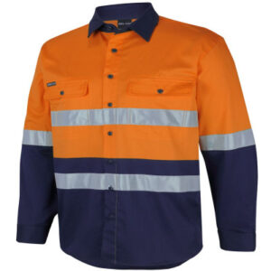 Hi Vis (D+N) L/S Stretch Work Shirt with Tape JB-6DSWL